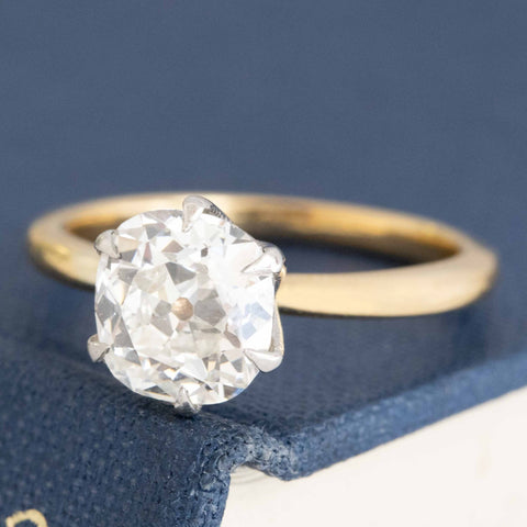 1.61ct GIA I SI2 old mine cut diamond six prong solitaire, platinum and 18K yellow gold – alternate view 4
