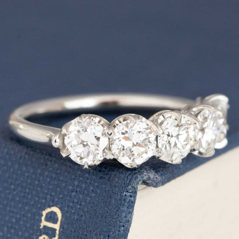 1.61ctw Old European Cut Diamond 5-Stone Band