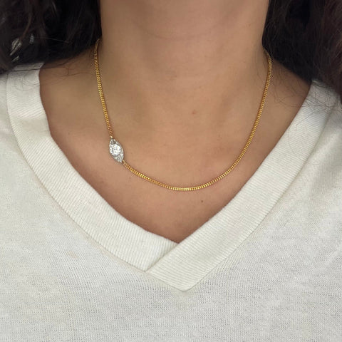 1.68ctw Old European Cut Diamond Navette Necklace