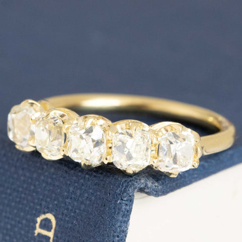 1.63ctw upcycled old mine cut diamond five-stone band in 18kt yellow gold – alternate view 4