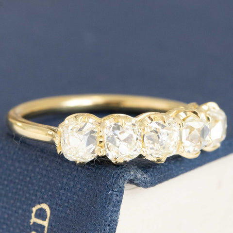 1.63ctw upcycled old mine cut diamond five-stone band in 18kt yellow gold – alternate view 3