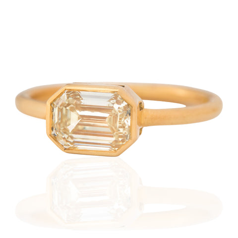 1.60ct Emerald Cut Diamond Bezel Solitaire, GIA