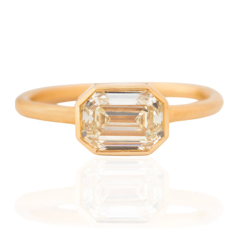 1.60ct Emerald Cut Diamond Bezel Solitaire, GIA