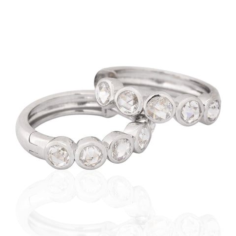 1.66ctw Rose Cut Diamond Bezel Hoop Earrings
