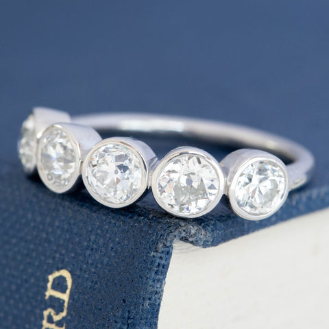 1.68ctw Old European Cut Diamond 5-Stone Bezel Band