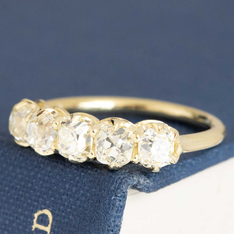 1.68ctw old mine cut diamond five-stone band in 18kt yellow gold – alternate view 4