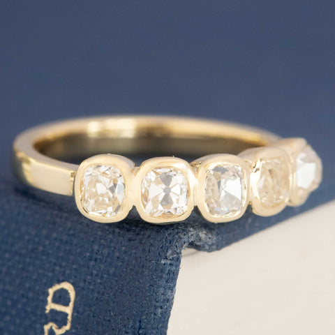 1.68ctw Old Mine Cut Diamond 5-Stone Bezel Band