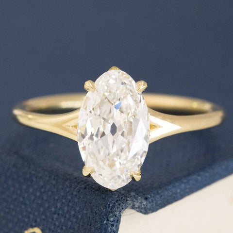 1.69ct Antique Moval Cut Diamond Solitaire