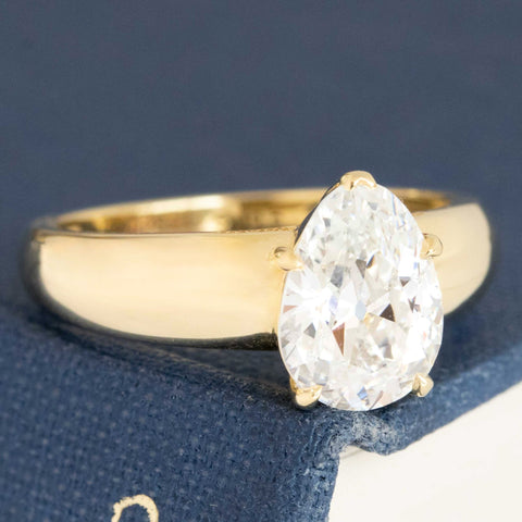 1.73ct Antique Pear Cut Diamond Solitaire