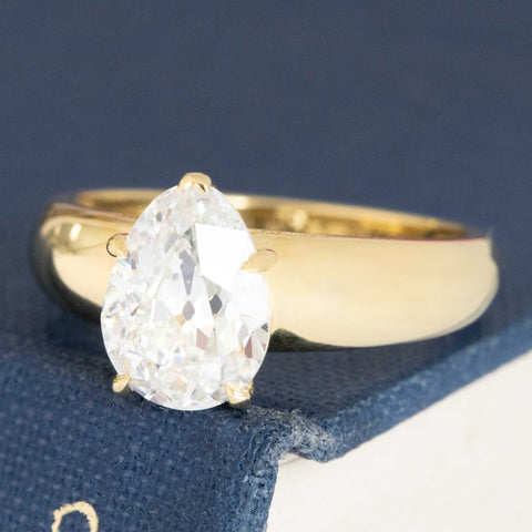 1.73ct Antique Pear Cut Diamond Solitaire