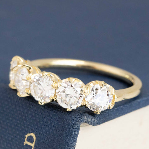 1.78ctw old European cut diamond five-stone band in 18kt yellow gold – alternate view 4