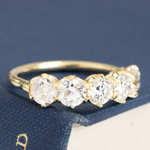 1.78ctw old European cut diamond five-stone band in 18kt yellow gold – alternate view 3