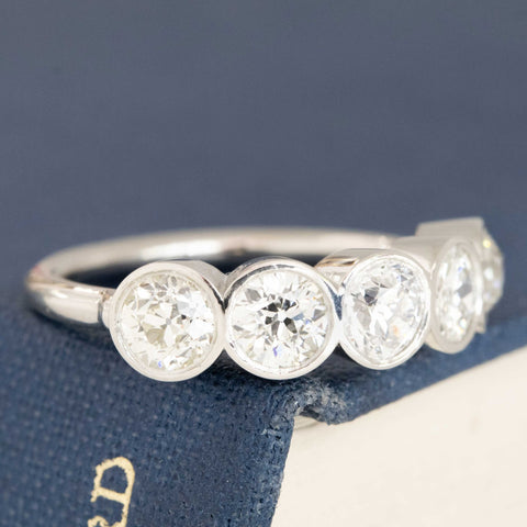 1.78ctw Old European Cut Diamond 5-Stone Bezel Band