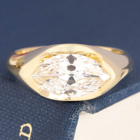 1.79ct Marquise Cut Diamond Half-Bezel Solitaire