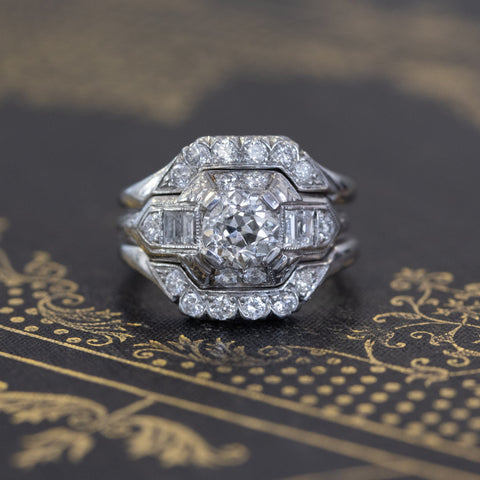 1.81ctw Art Deco Old European Cut Diamond Wedding Set