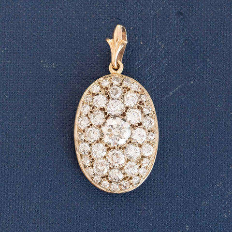1.85ctw Vintage Old European Cut Diamond Cobblestone Pendant