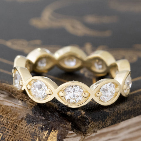 1.88ctw Old European Cut Diamond Navette Eternity Band