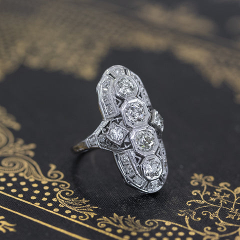 1.91ctw Edwardian Old European Cut Dinner Ring