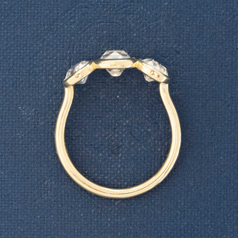 1.91ctw Old European & Old Mine Cut Diamond Bezel Trilogy Ring