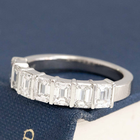 1.92ctw open culet emerald cut diamond half hoop band in platinum – alternate view 4