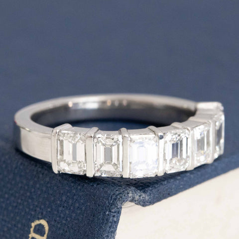 1.92ctw open culet emerald cut diamond half hoop band in platinum – alternate view 3