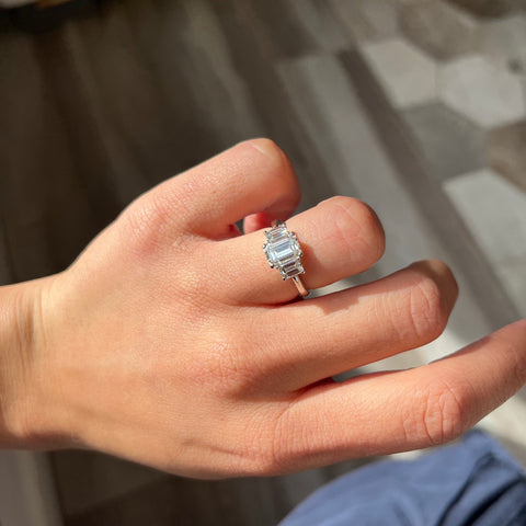 1.95ctw Emerald Cut Diamond Trilogy Ring