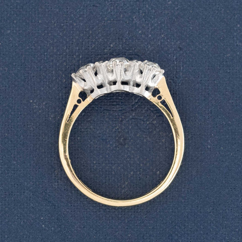1.97ctw antique English old European cut diamond trilogy ring, 18K yellow and white gold – alternate view 6