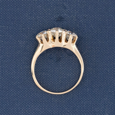 1.98ctw Vintage Old European Cut Diamond Trilogy Ring, GIA L VS1
