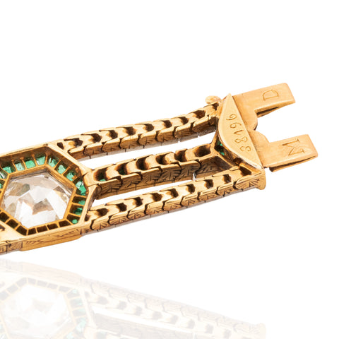 20.00ctw Art Deco Diamond & Emerald Bracelet, French