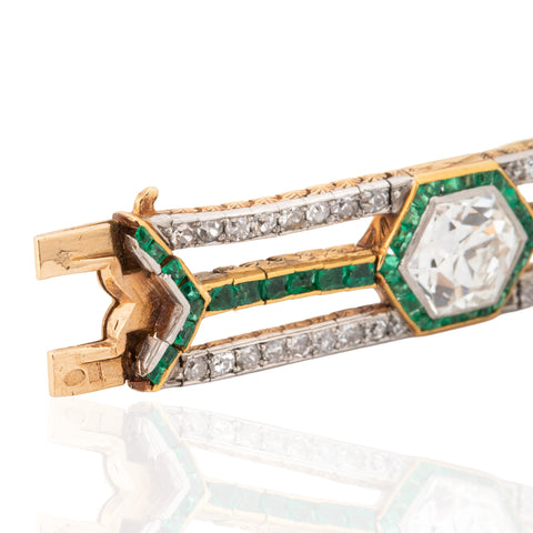 20.00ctw Art Deco Diamond & Emerald Bracelet, French