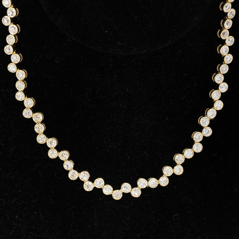 20.01ctw upcycled old European cut diamond pebble bezel necklace in 18kt yellow gold