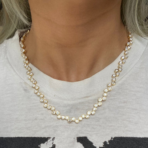 20.01ctw Old European Cut Diamond "Pebble" Bezel Necklace