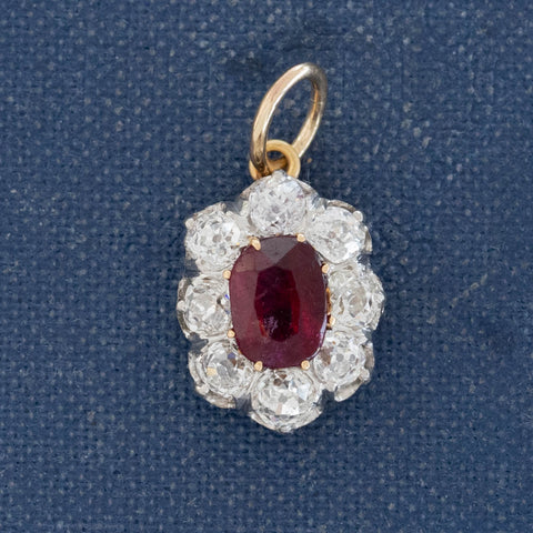 2.00ctw Antique Diamond & Tourmaline Cluster Pendant