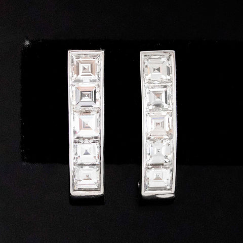 2.00ctw Carre Cut Diamond Bar Drop Earrings