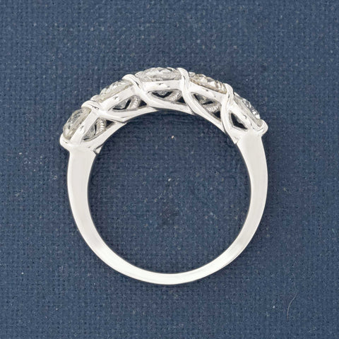 2.00ctw antique old European cut diamond five-stone trellis band in 18kt white gold – alternate view 6