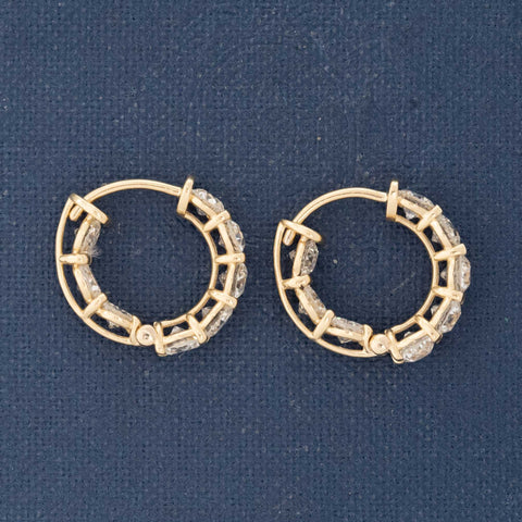 2.00ctw Old European Cut Diamond Inside Out Hoop Earrings