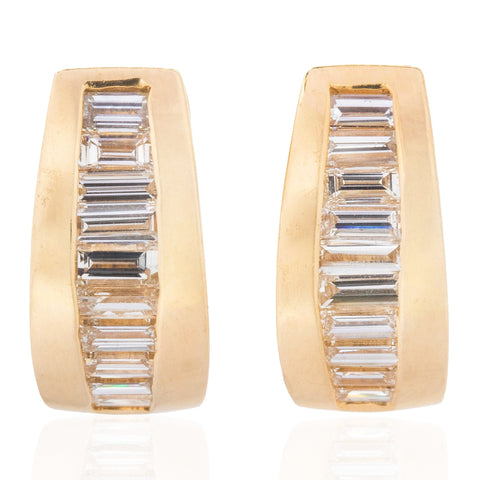 2.00ctw Vintage Baguette Cut Diamond Half Hoop Earrings