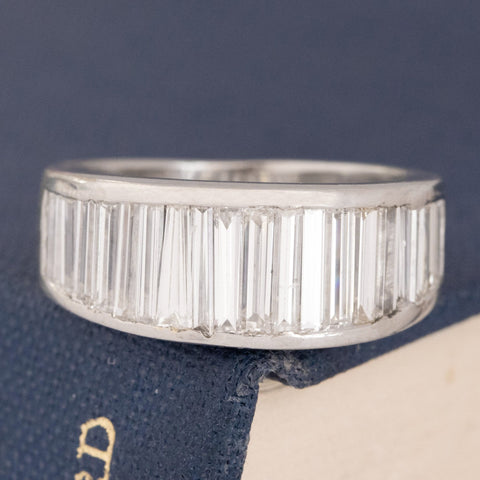 3.00ctw Vintage Graduated Baguette Diamond Band