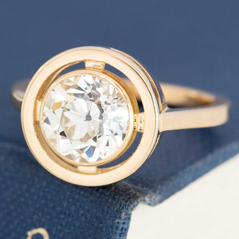 2.01ct Old European Cut Diamond Open Bezel Solitaire, GIA N VS2