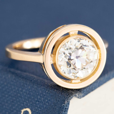 2.01ct Old European Cut Diamond Open Bezel Solitaire, GIA N VS2