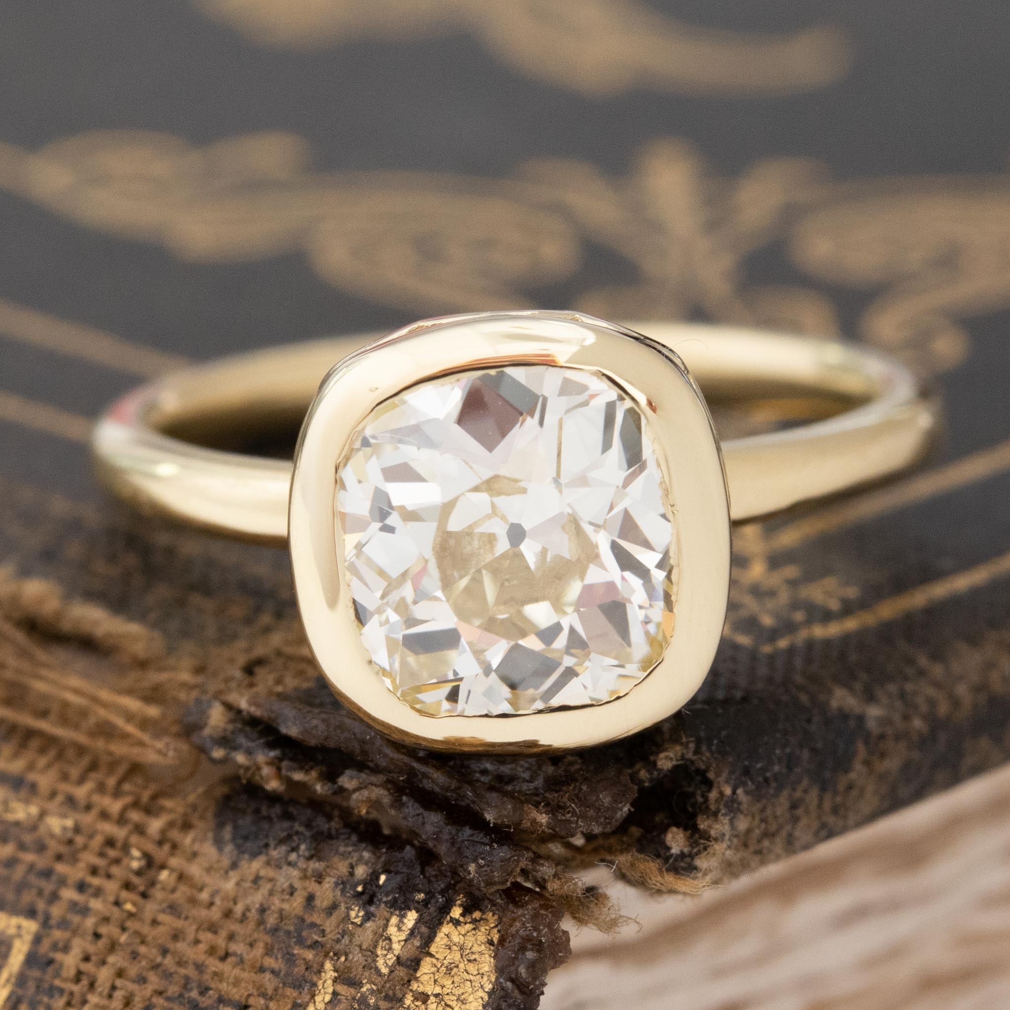 Old Mine Cut Diamond Bezel Solitaire, GIA U-V VS1