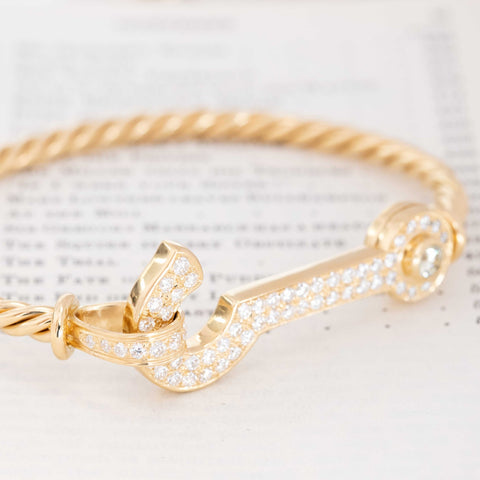 2.02ctw Vintage Diamond Hook Bangle, by Fujii