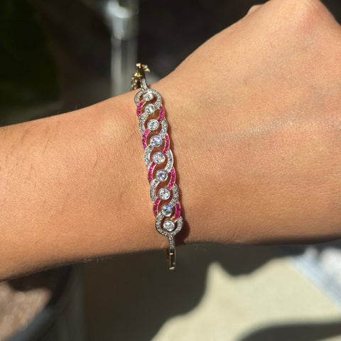 2.03ctw Edwardian Diamond & Ruby Bangle