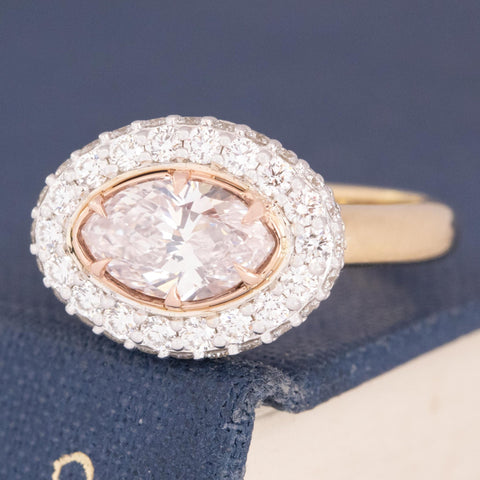 2.05ctw Faint Pink Marquise Cut Diamond Halo Ring