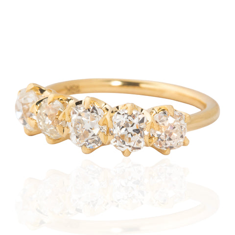2.06ctw Old Mine Cut Diamond 5-Stone Band