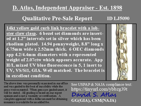2.07ctw Old European Cut Diamond Curb Link Bracelet