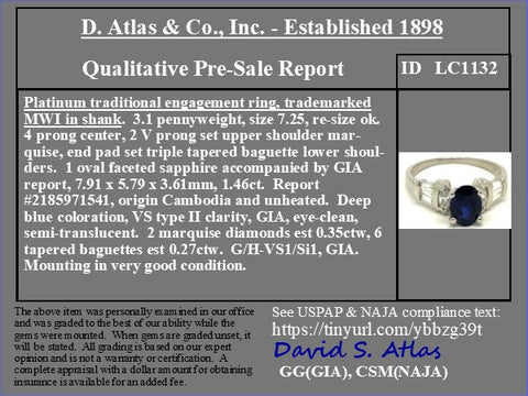 2.08ctw GIA oval blue sapphire and diamond ring, platinum – alternate view 5