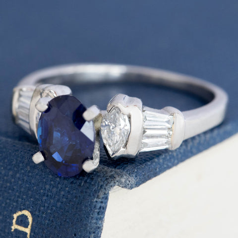 2.08ctw GIA oval blue sapphire and diamond ring, platinum – alternate view 4