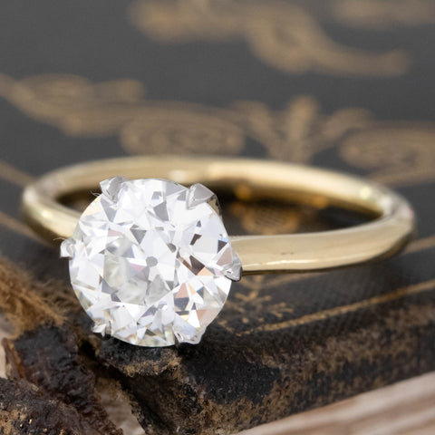 2.09ct GIA L VS1 old European cut diamond solitaire, platinum gallery on 18K yellow gold – alternate view 4