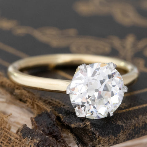 2.09ct GIA L VS1 old European cut diamond solitaire, platinum gallery on 18K yellow gold – alternate view 3